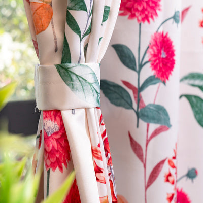 Blackout Curtains, Digital Printed Curtains, Pack of 2 Curtains - Cone Flower - Pink