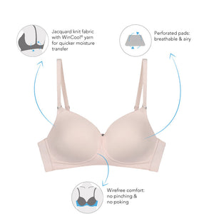 Stay Cool - Padded Non-Wired Cooling Bra - Rosewater