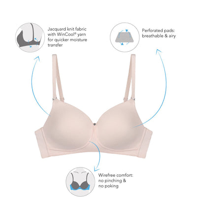 Stay Cool - Padded Non-Wired Cooling Bra - Rosewater