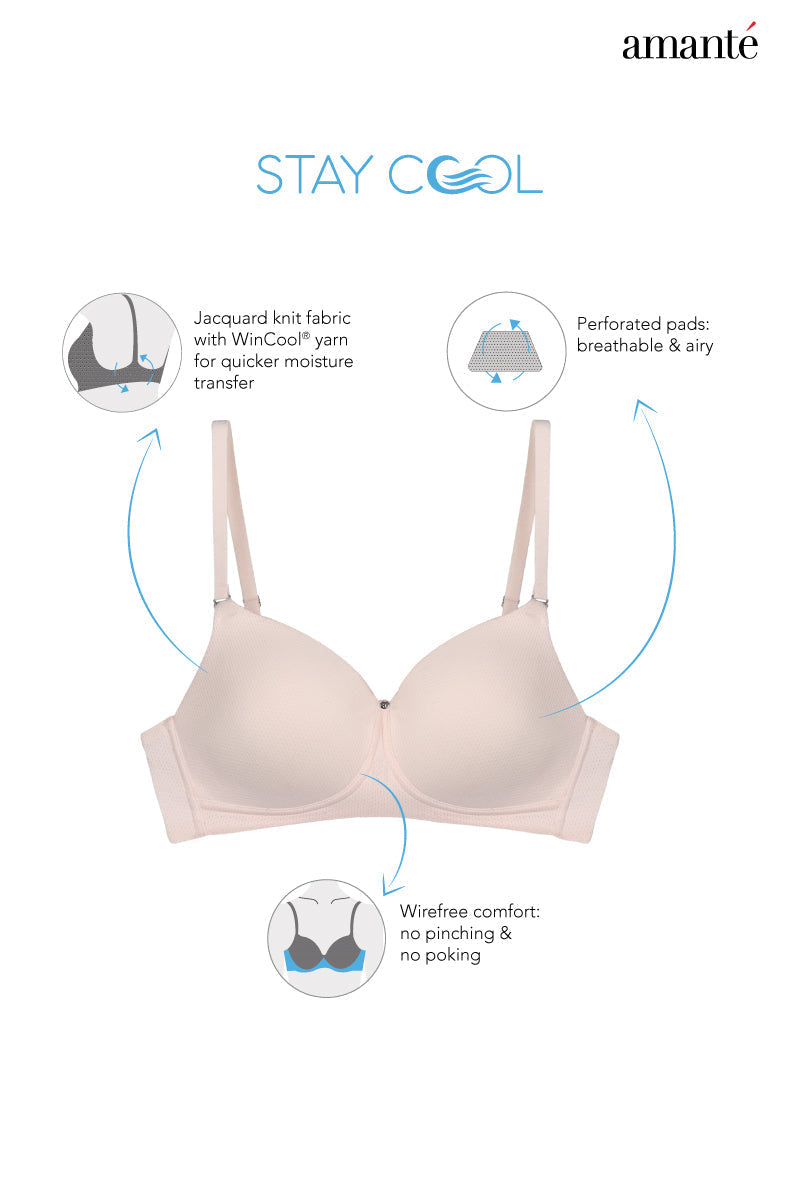 Stay Cool - Padded Non-Wired Cooling Bra - Rosewater