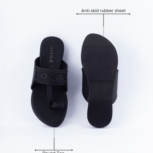 Melanie Black Solid Kolha Flats