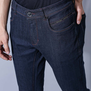 Rare Rabbit Dratt  Navy Jeans Pant Cotton Fabric Slim Fit Button & Zip Closure