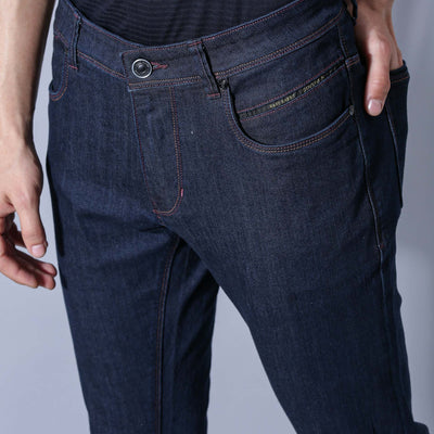 Rare Rabbit Dratt  Navy Jeans Pant Cotton Fabric Slim Fit Button & Zip Closure