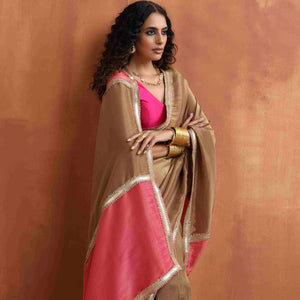 trueBrowns Bronze Tissue Ready To Wear Saree
