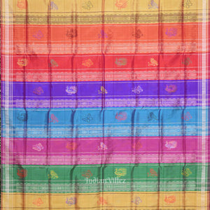 Rani Pink Body  Pasapali With Double Pallu Berhampuri Silk Saree