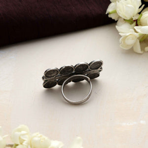 trueBrowns Silver Tone Abstract Sign Ring