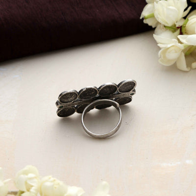 trueBrowns Silver Tone Abstract Sign Ring