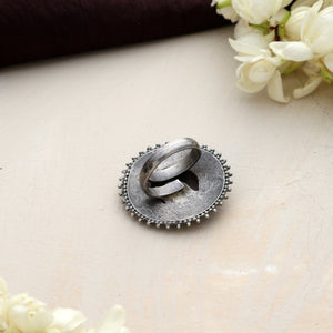 trueBrowns Silver Tone Fish Embossed Ring