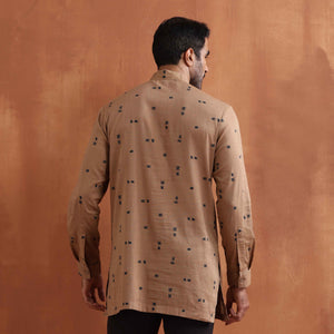 trueBrowns Men's Brown Printed Short Kurta