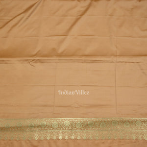 Beige Soft Pure Mashru Satin Silk Banarasi Saree
