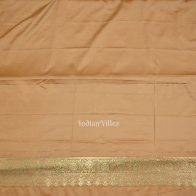 Beige Soft Pure Mashru Satin Silk Banarasi Saree
