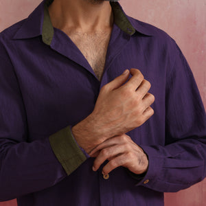 trueBrowns Men's Purple Cotton Shirt