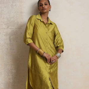 trueBrowns Green Shirt Kurta Set