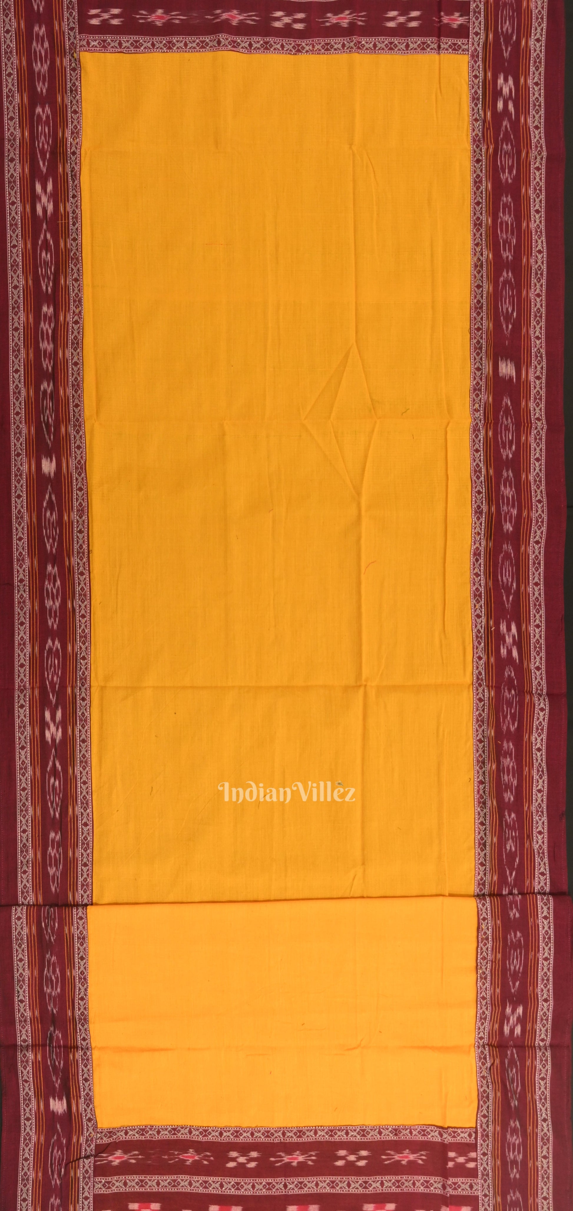 Maroon Yellow Odisha Ikat  Sambalpuri Dress Material & Dupatta