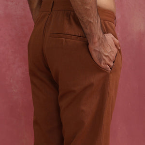 trueBrowns Men's Brown Cotton Twill Pant