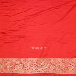 Bridal Wedding Deep Red Soft Pure Mashru Satin Silk Banarasi Saree