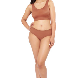 Skins Solid Non Padded Non-Wired Scoop Neck Cami Bra - Caramel Nude