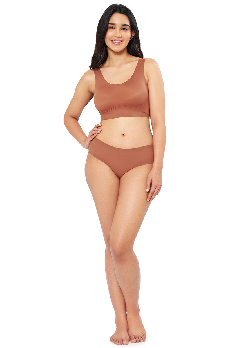 Skins Solid Non Padded Non-Wired Scoop Neck Cami Bra - Caramel Nude