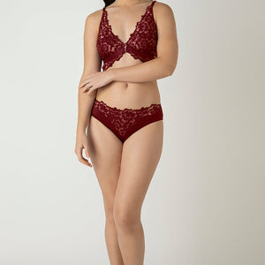 Femme Lace Padded Non-Wired Demi Bra - Biking Red