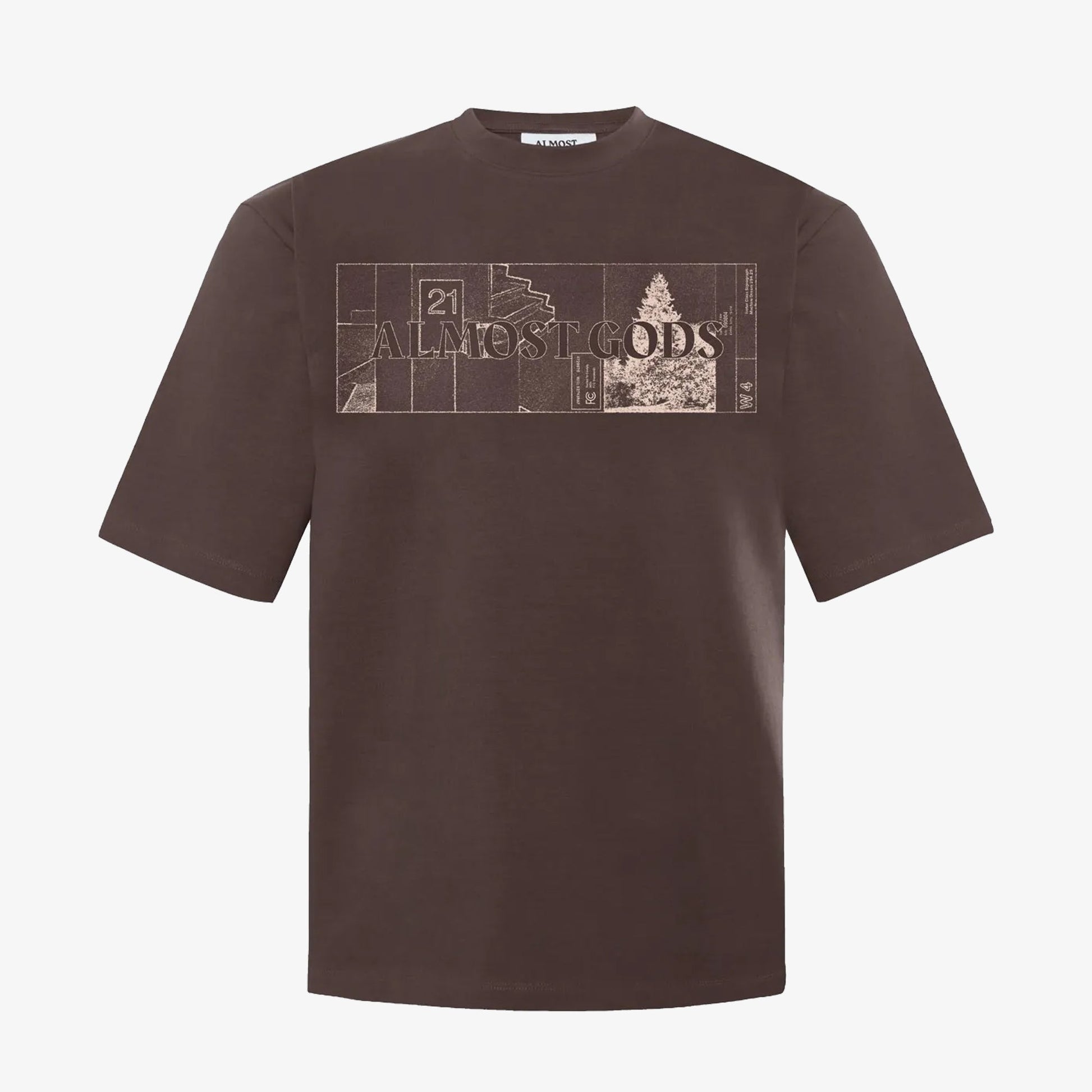 ALMOST GODS | SYSTEM RELAXED TEE { BROWN