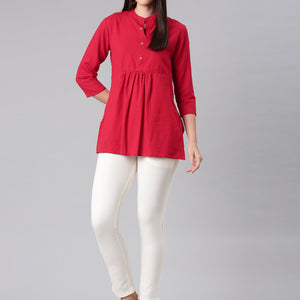 Women Solid White Mid Rise Smart Fit Kurti Pant