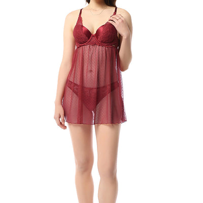 Eternal Bliss Padded Wired Babydoll - Rio Red