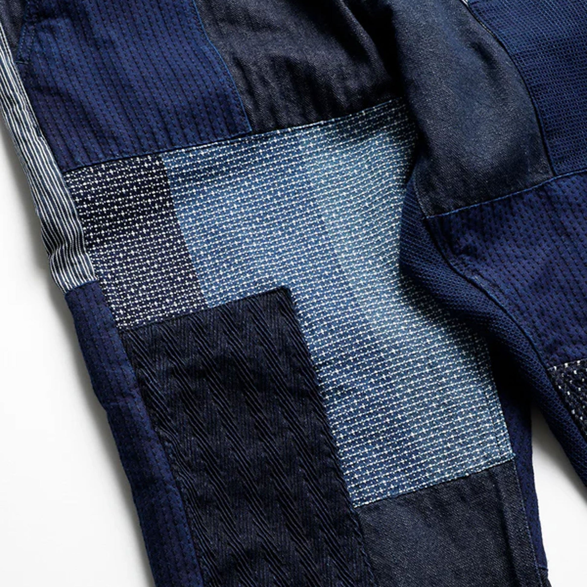 FDMTL | PATCHWORK PANTS RINSE  { INDIGO