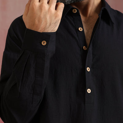 trueBrowns Men's Black Cotton Co-ord set