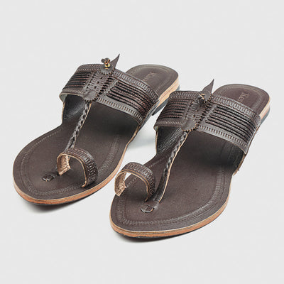 Brown Handstitched Leather Kolhapuri Women Slipper