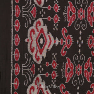 Black With Multicolour Floral Theme Odisha Ikat Sambalpuri Pure Cotton Saree