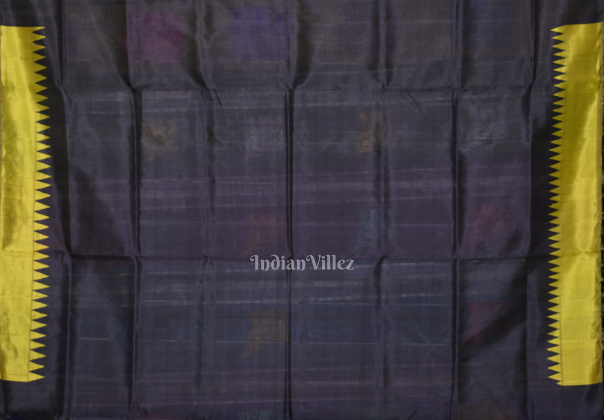 Mehendi Green Phoda Kumbha with Animal Motif  Double Pallu Berhampuri Silk Saree