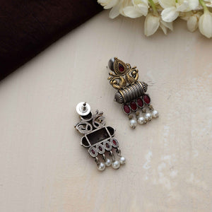 trueBrowns Silver Gold Tone Stud Earrings
