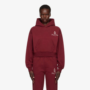 SPORTY & RICH | VENDOME EMBROIDERED CROPPED HOODIE { RED