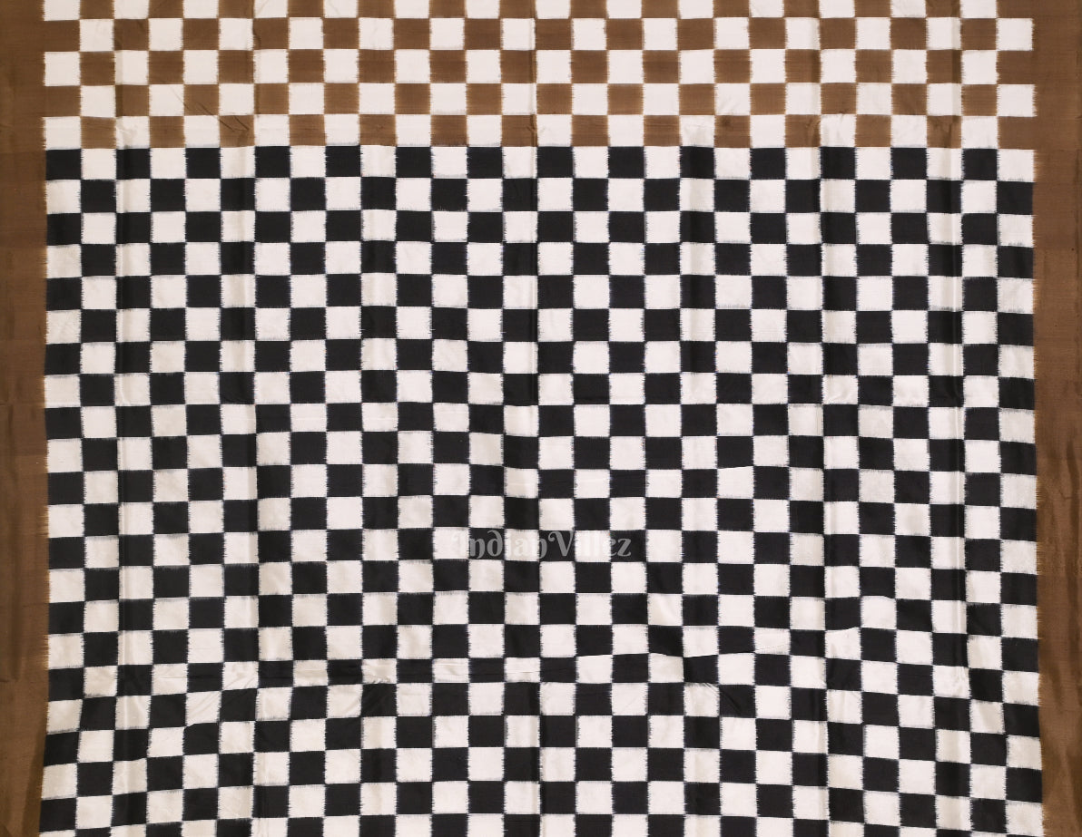 Olive Green Black Pasapali Sambalpuri Ikat Silk Saree