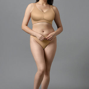 Airy Padded Non-wired Support Bra - Sandalwood