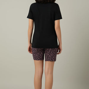 V-Neck Sleep Tee - Floral Heart Print