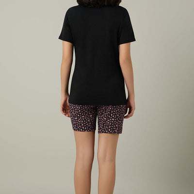 V-Neck Sleep Tee - Floral Heart Print