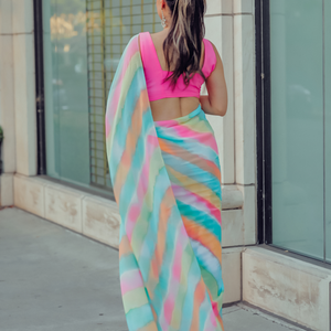 Jazzy Mix Leheriya Pure Chiffon Saree