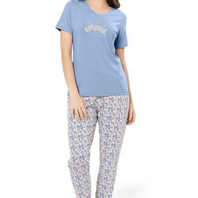 V-Neck Sleep Tee - Brunnera Blue