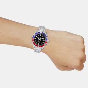 Enticer Unisex Quartz Black Dial Analog Stainless Steel Watch A2197