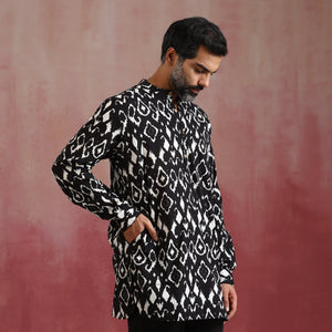 trueBrowns Men's Black Ikat Co-ord Set