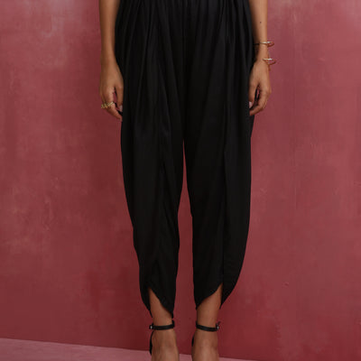 trueBrowns Black Modal Kaftan Kurta Set