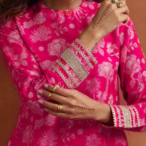 trueBrowns Red Print Sharara Set