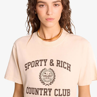 SPORTY & RICH | VARSITY CREST TEE { CREAM