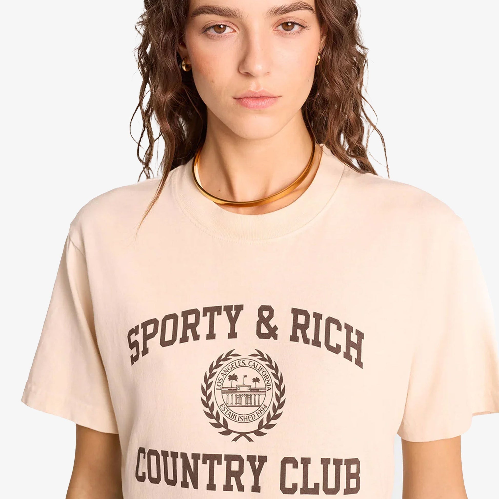 SPORTY & RICH | VARSITY CREST TEE { CREAM