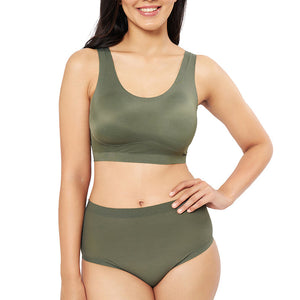 Vanish Solid High Rise Brief Seamless Panty - Slate Green