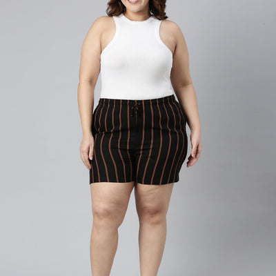Women Printed Black Woven Mid Rise Viscose Lounge Shorts