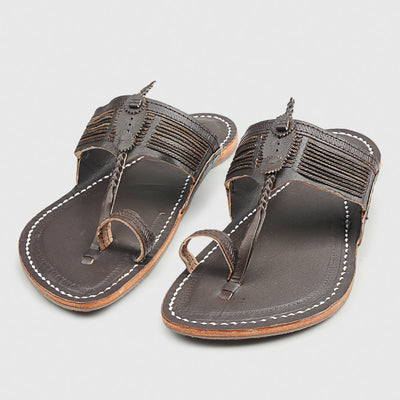 Brown Handstitched Leather Kolhapuri Men Slipper