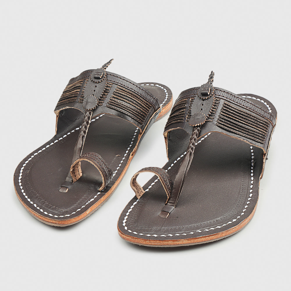 Brown Handstitched Leather Kolhapuri Men Slipper