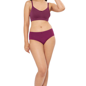 All-Day Elegance Solid Non Padded Non-Wired Super Support Bra - Red Plum